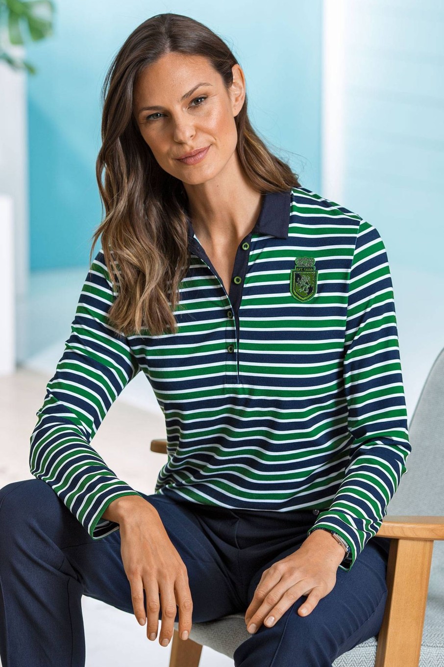 Damen Rabe | Rabe Damen Streifenpoloshirt