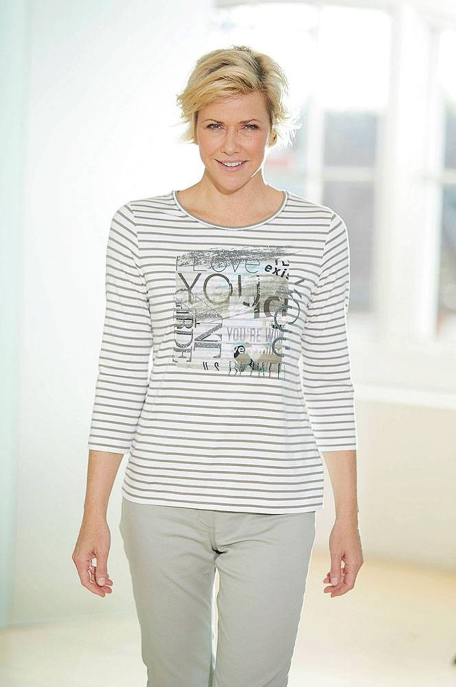 Damen Rabe | Rabe Damen Druck-Streifenshirt
