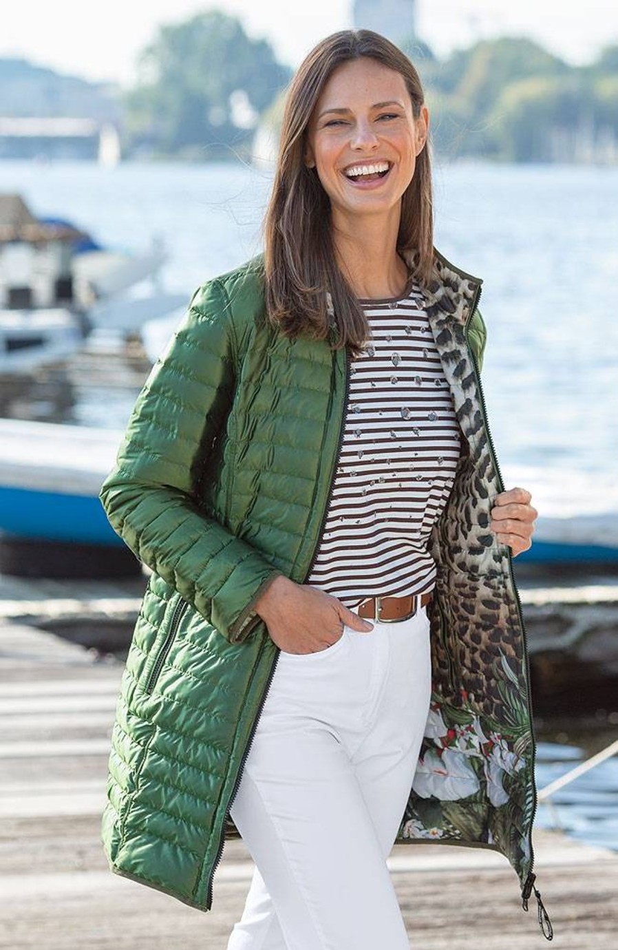 Damen Green Goose | Green Goose Damen Wende-Long-Steppjacke