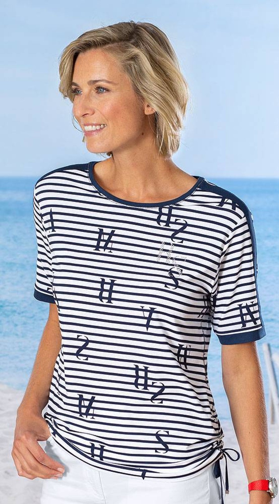 Damen Rabe | Rabe Druck-Streifenshirt