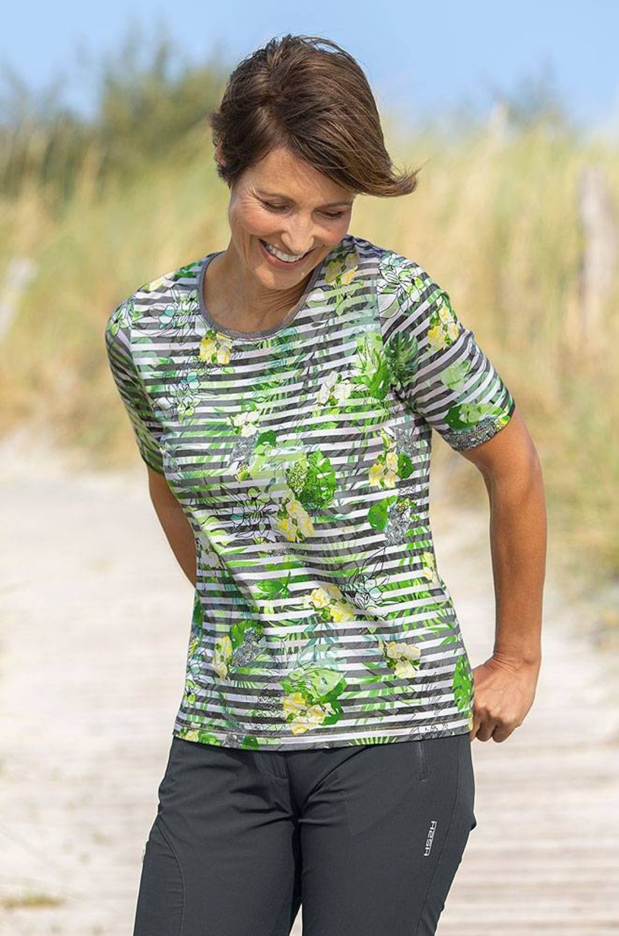 Damen Rabe | Rabe Druck-Streifenshirt