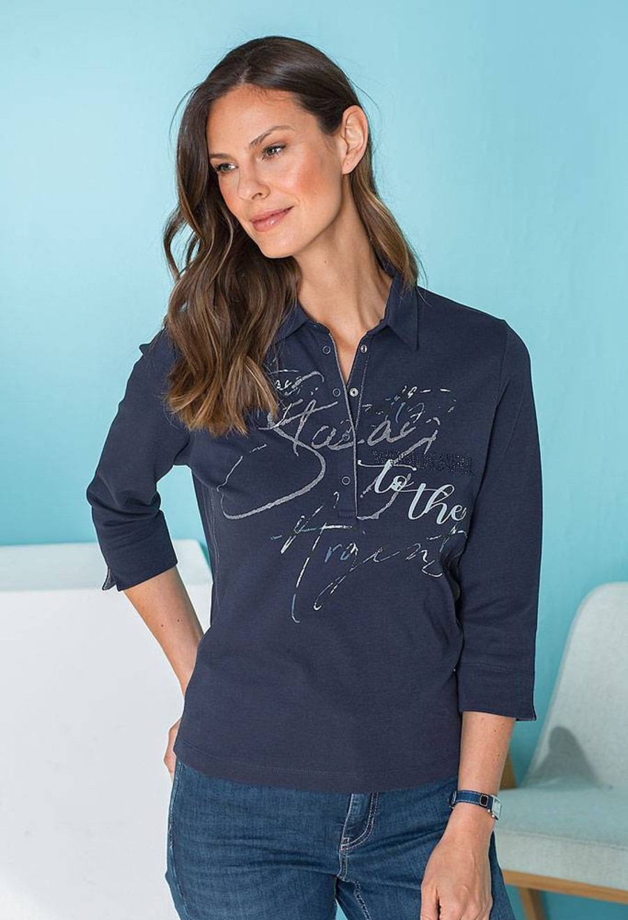 Damen Rabe | Rabe Langarm-Poloshirt
