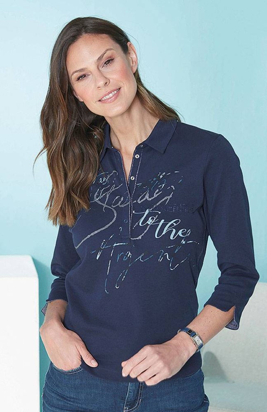 Damen Rabe | Rabe Langarm-Poloshirt