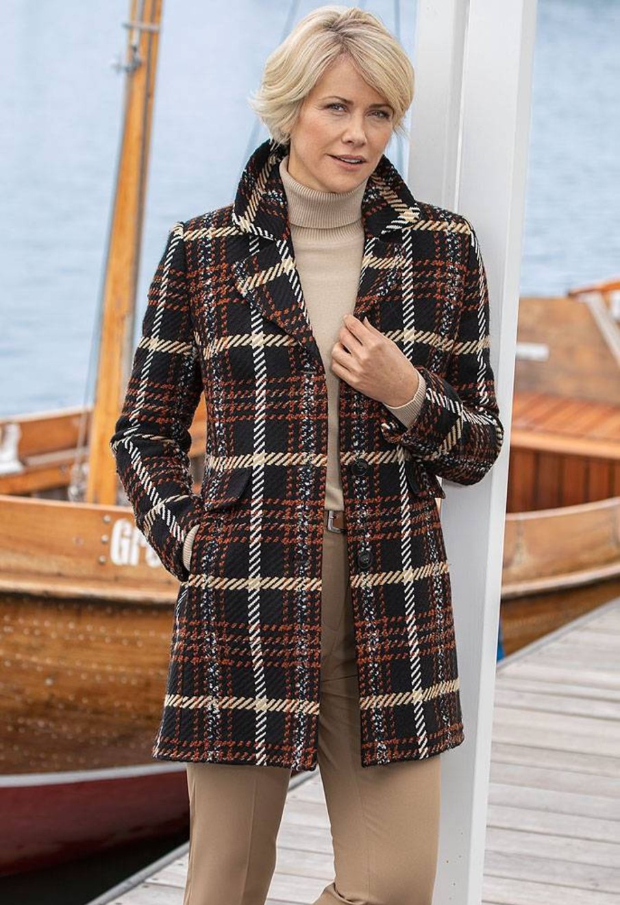 Damen Lebek | Lebek Damen Karo-Wolljacke